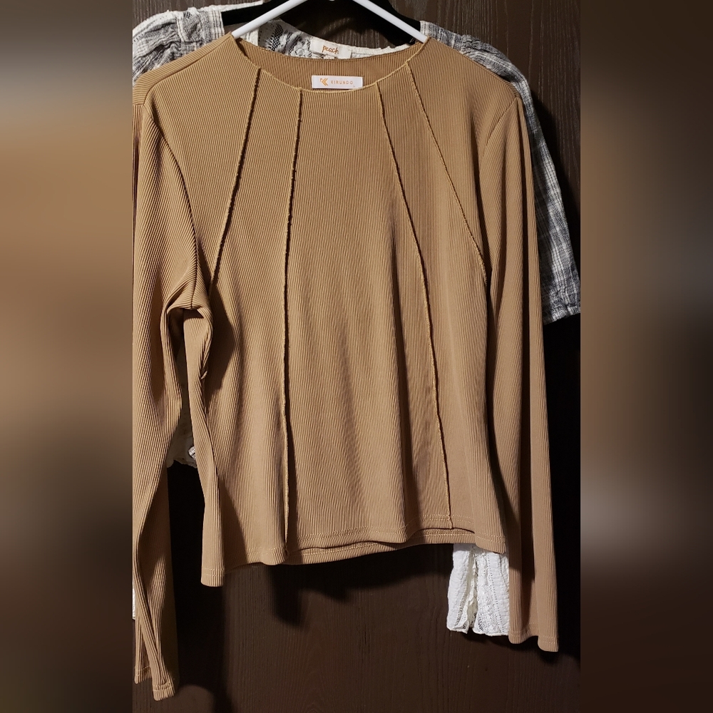 Kirundo Chic Camel Long Sleeve Top Size L